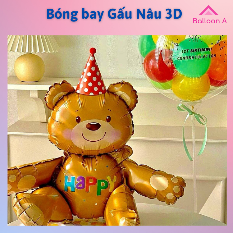 Bong bóng, bóng bay gấu nâu 4D