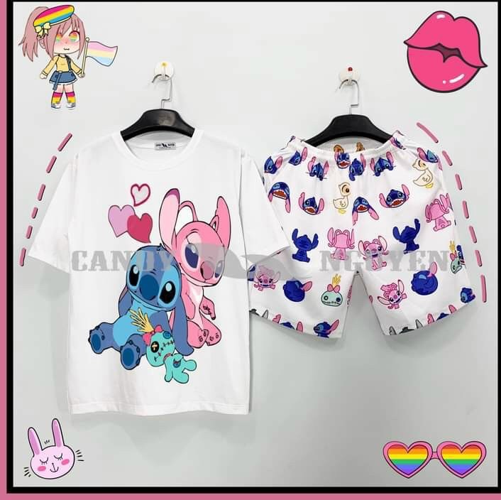 Đồ Bộ Hoạt Hình Cartoon Couple Tình Yêu STITCH Dễ Thương  Thun Coton Mát Mẻ  Đồ Bộ Hot Trend Hàn Quốc Nam Nữ Đều Mặc Được TTSLB0204
