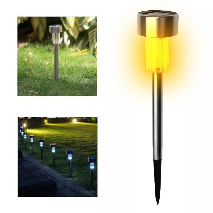 Vimite 6PCS Solar Lawn Light Outdoor Waterproof Automatic Garden Light Landscape Lighting Stainless Steel Pathway Lamp for House Yard Fence