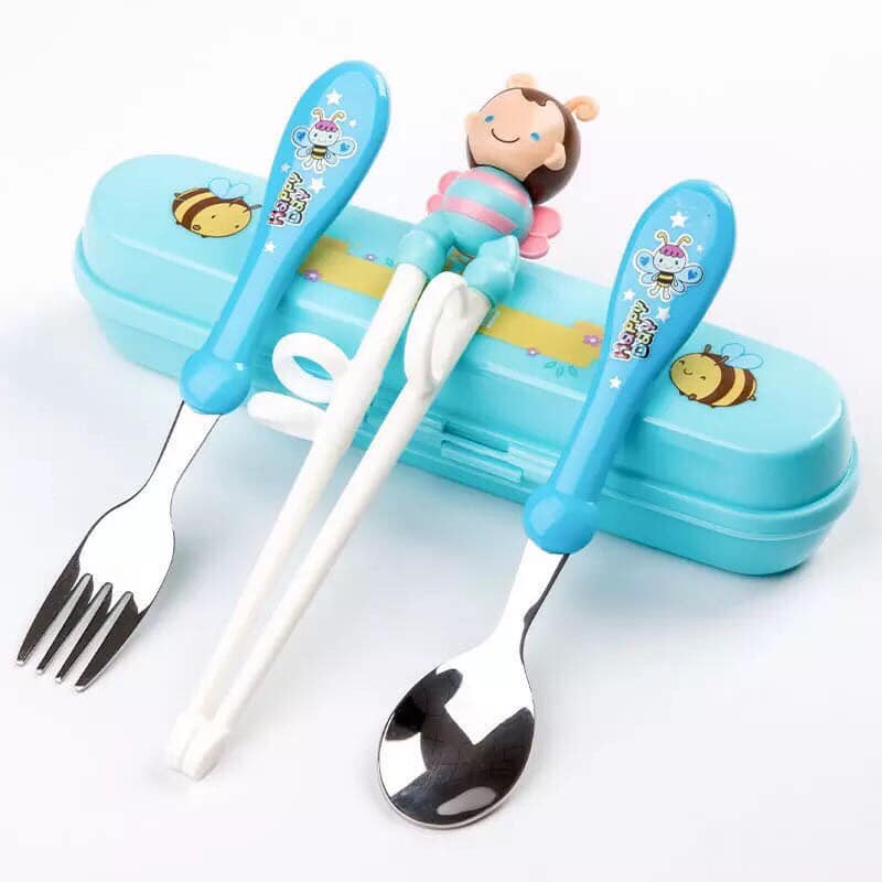 Bộ 3 món thìa, dĩa, đũa tập ăn dặm cho bé