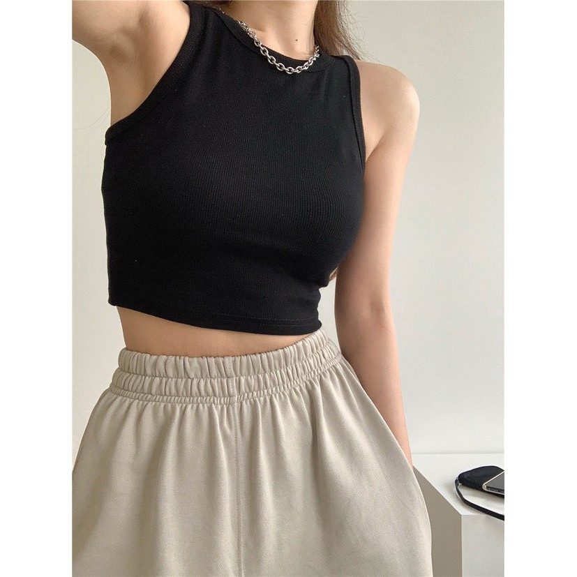 Áo croptop ba lỗ ngược KA Closet chất bozip dầy co dãn tốt, mặc tôn dáng, 3 màu sang chảnh