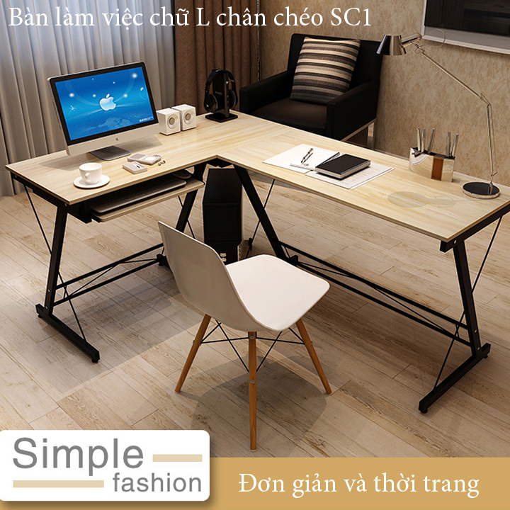 Anti-static painted iron frame L-shaped gaming table-computer desk, study desk, work platform size