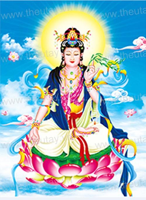 Tranh Đính Đá ABC 3D Quan Âm Tọa Liên DF2285 (KHÁCH TỰ ĐÍNH) KT:50X65CM