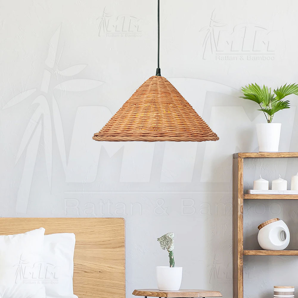 Đèn mây nón đan kín - Lồng đèn, Chụp đèn treo trang trí.