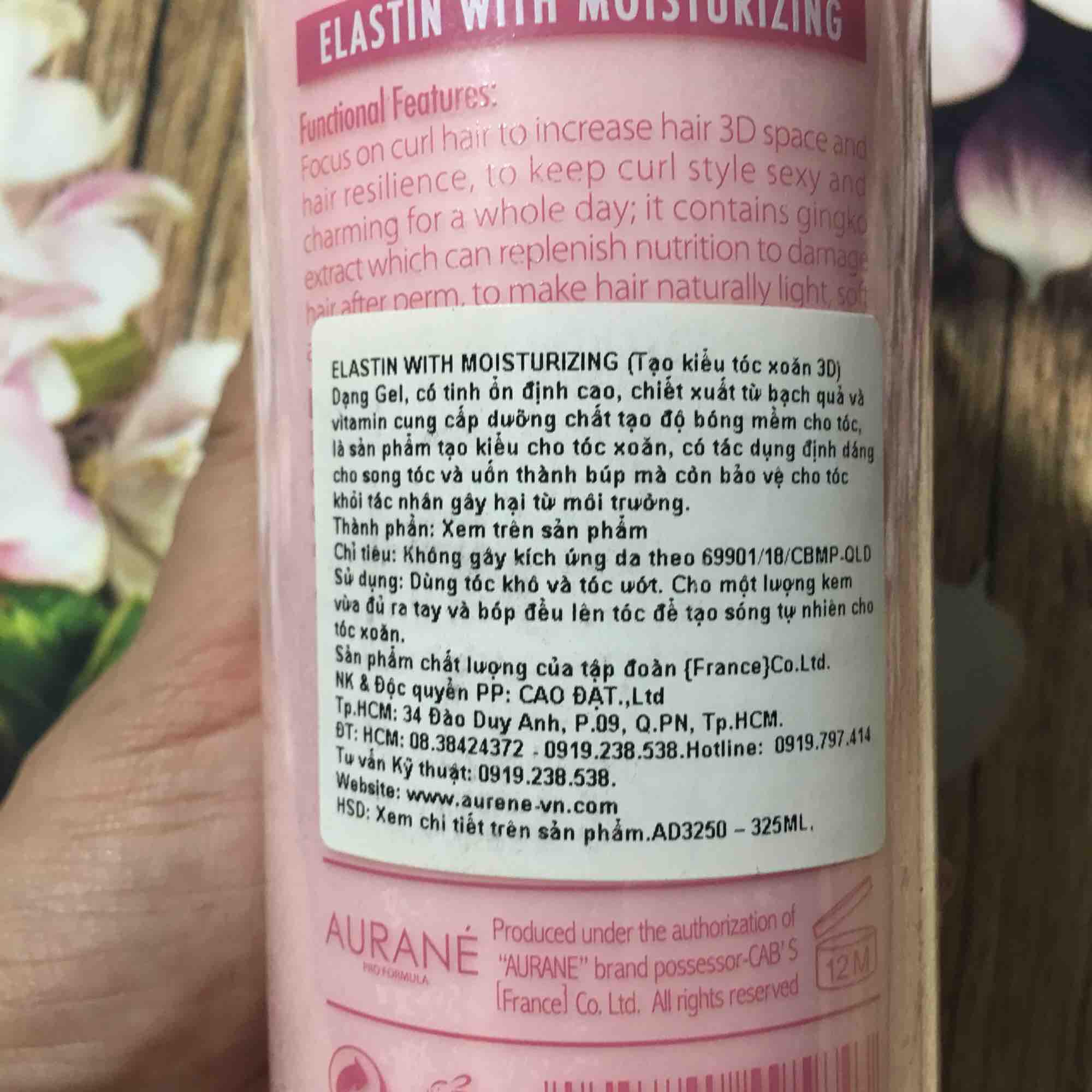 KEM TẠO KIỂU 3D CHO TÓC UỐN XOĂN AURANE PHÁP 325ml