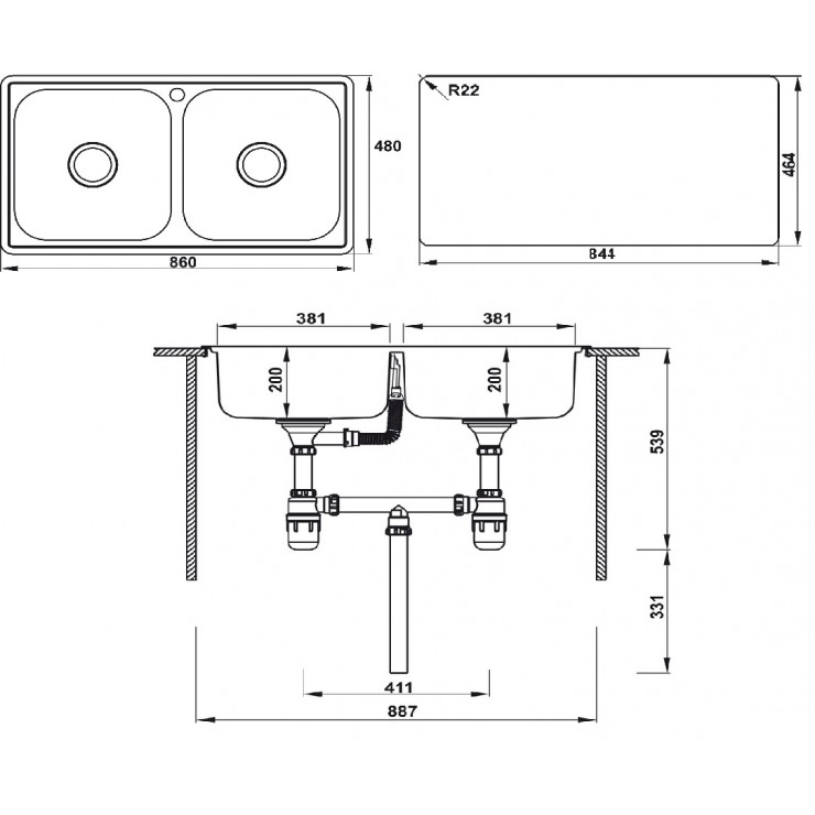 Chậu rửa chén Hafele HS-SD8648 567.20.493