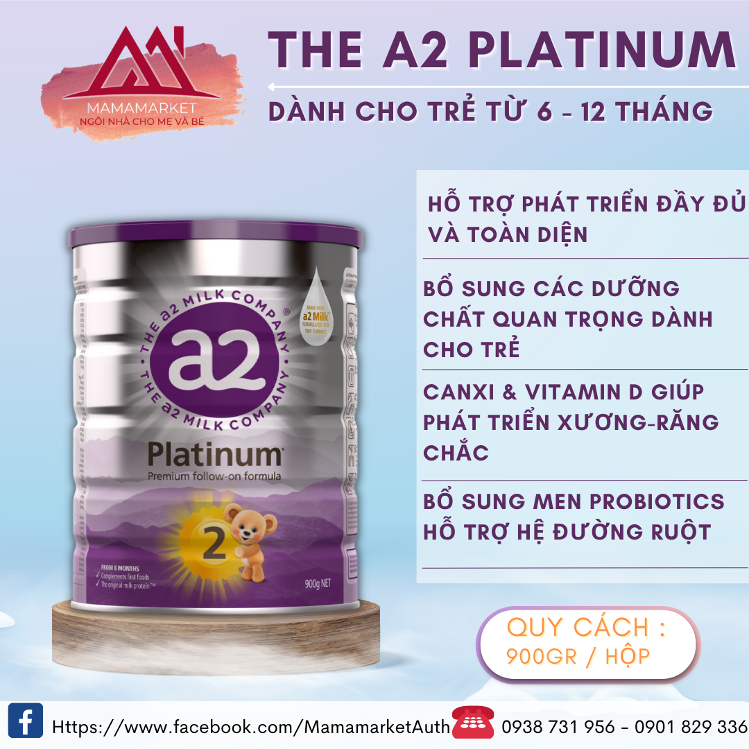 Sữa A2 Platinum đủ số 1.2.3.4 - lon 900gr [ Mẫu mới & Date 2025 ]