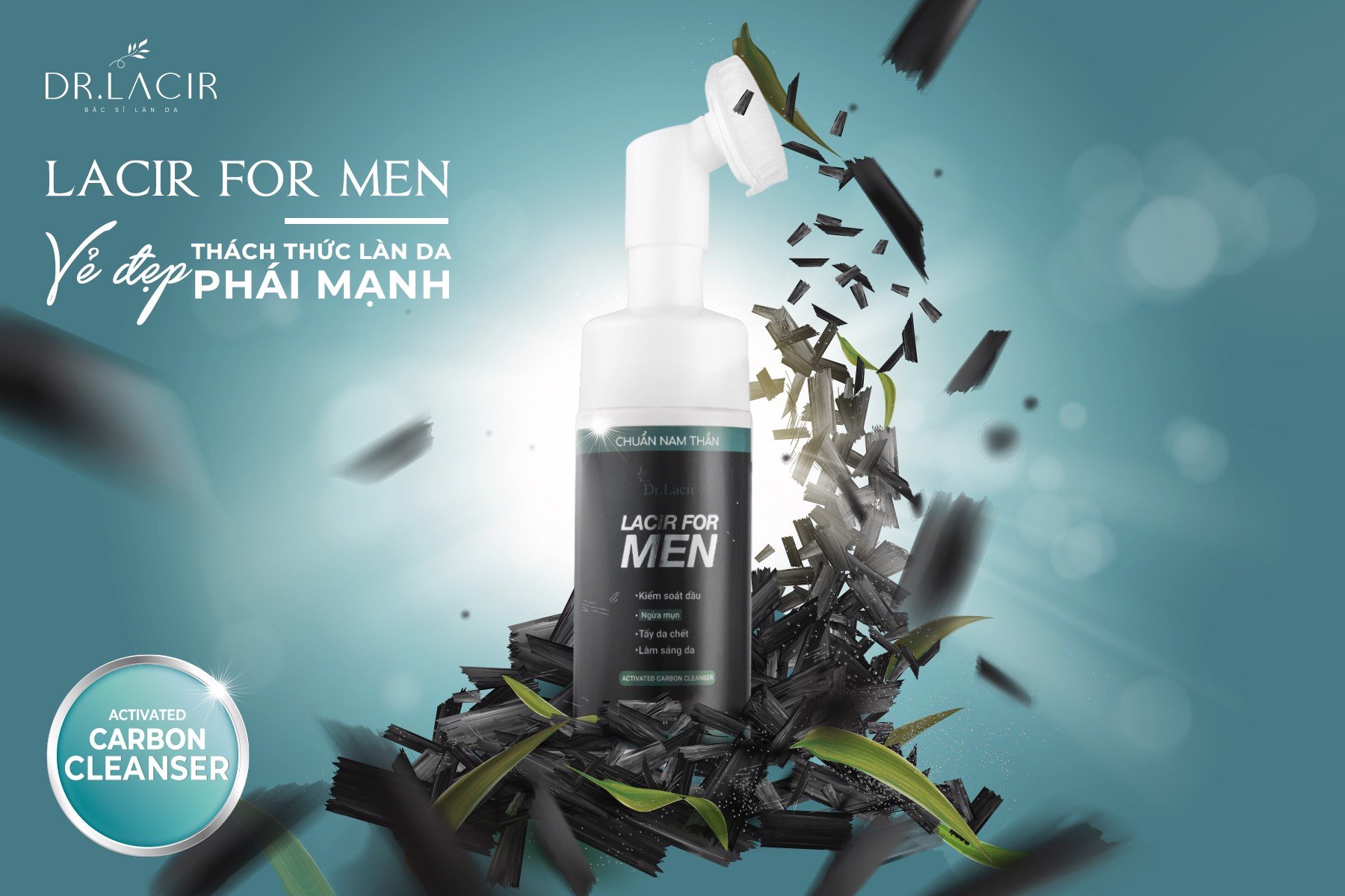 Sữa rửa mặt nam than hoạt tính Dr Lacir 150ml