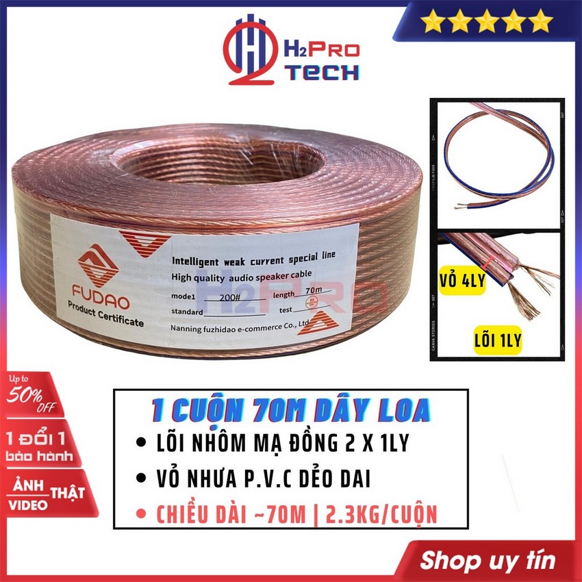 Dây loa chống nhiễu mác 200 cao cấp lõi 1ly x 2-vỏ pvc, dây âm thanh cho loa, amply, cục đẩy-h2pro tech