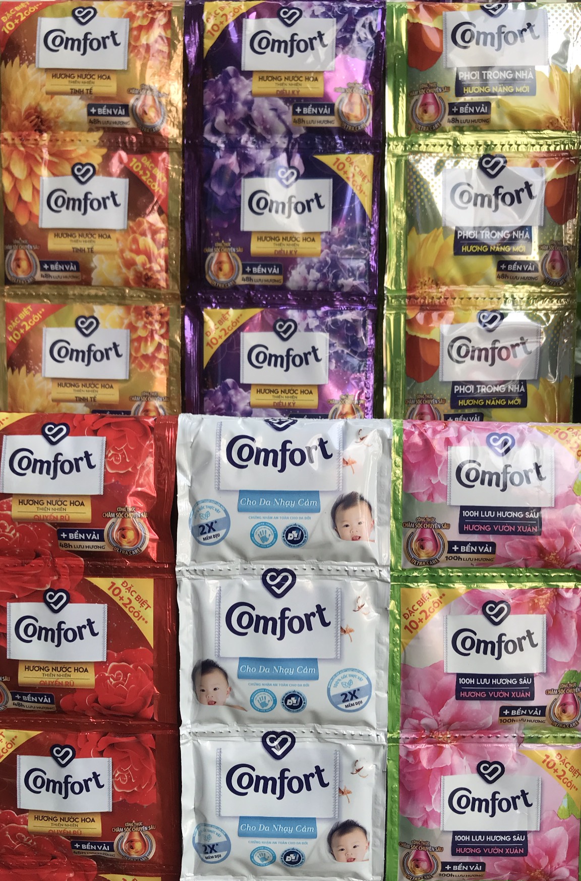 Nước xả Comfor dây 10 gói các mùi