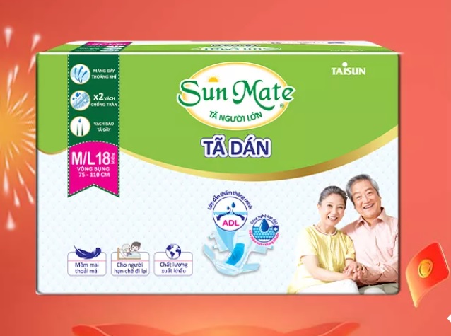 Tã dán người già sunmate m10 miếng - m/l10 miếng - xl10 miếng - m/l18 miếng