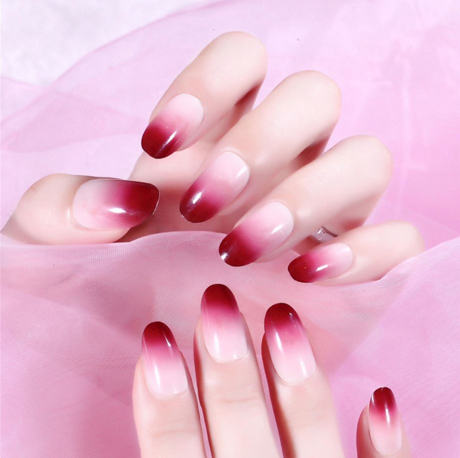 Bộ 24 móng tay giả ombre tím nho (kèm keo)