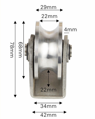 Bánh xe cửa trượt/cửa lùa inox 304 U2268