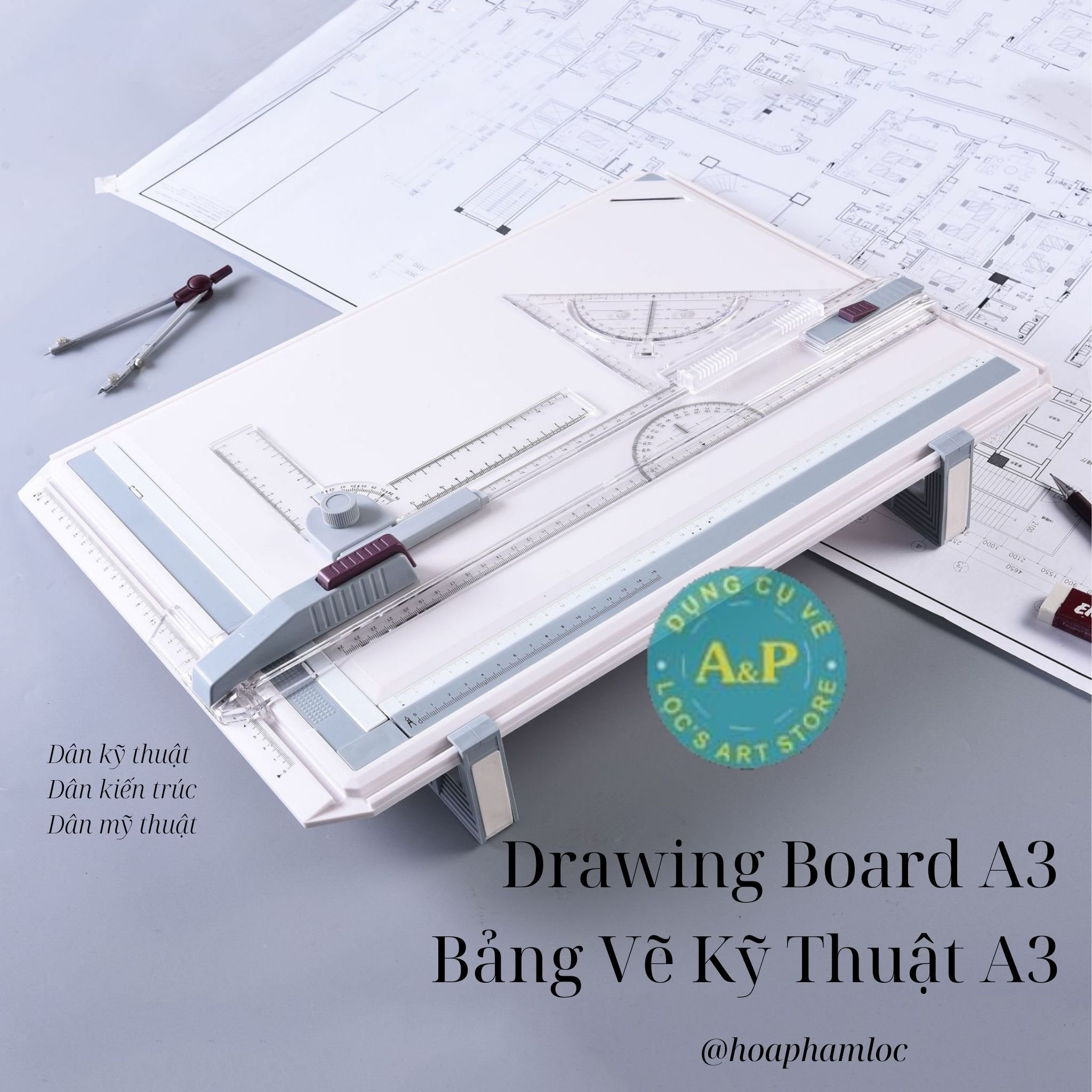 Bảng vẽ kỹ thuật drawing board a3 kèm thước chữ t