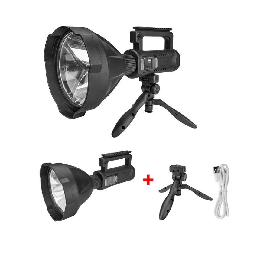 Đèn pin cầm tay siêu sáng W591 chiếu xa 500m chống thấm nước có chân đế, Đèn pin cắm trại dã ngoại, đèn pin câu cá siêu sáng công suất lớn