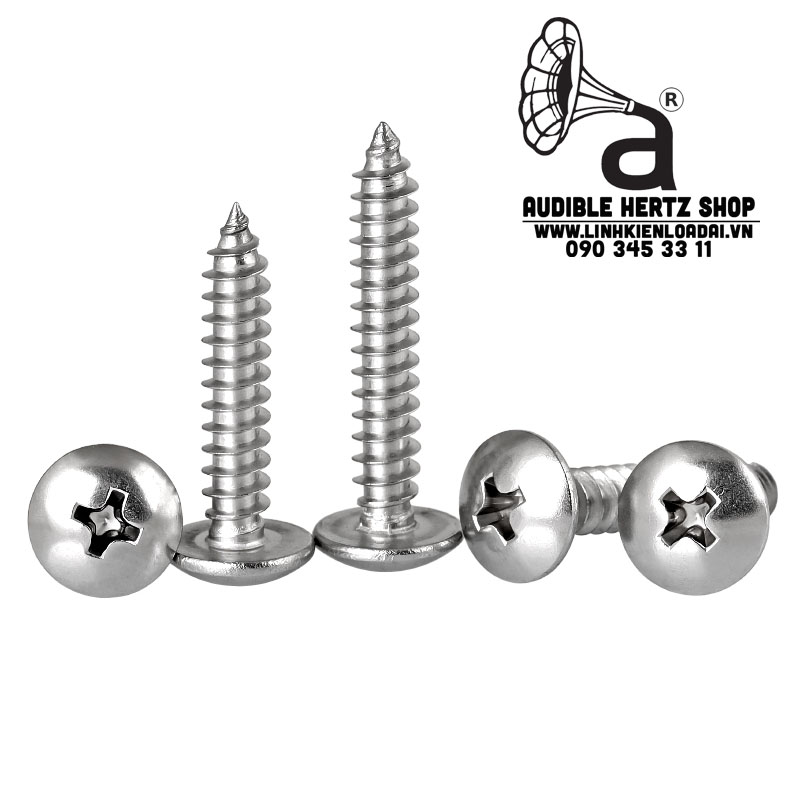 Vít gỗ đầu dù 4 cạnh Inox bắt loa M3, M4 (Combo 20 con)