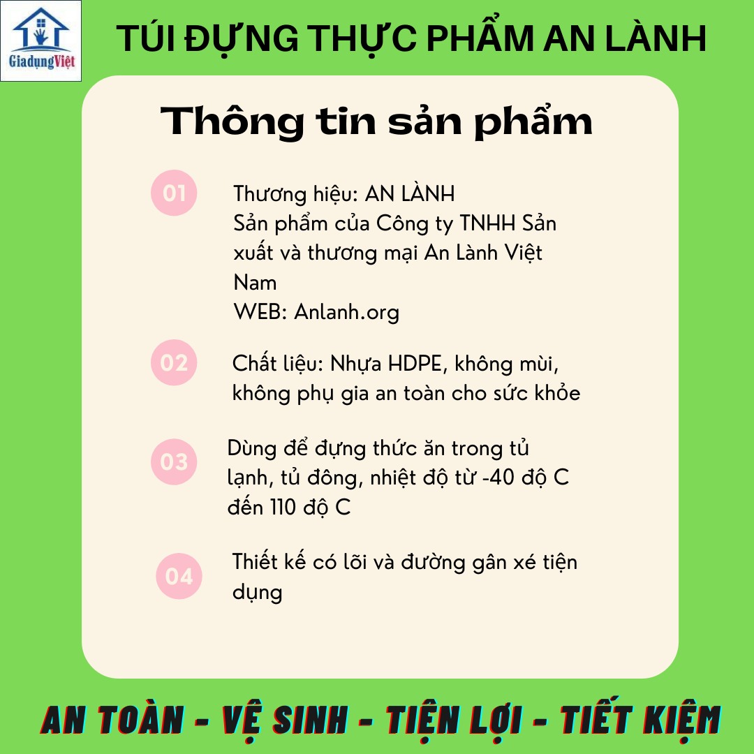 Combo 6 Cuộn Túi Đựng Thực Phẩm AN LÀNH 220-250 gram/cuộn (6 cuộn siêu nhiều siêu hời siêu tiết kiệm)
