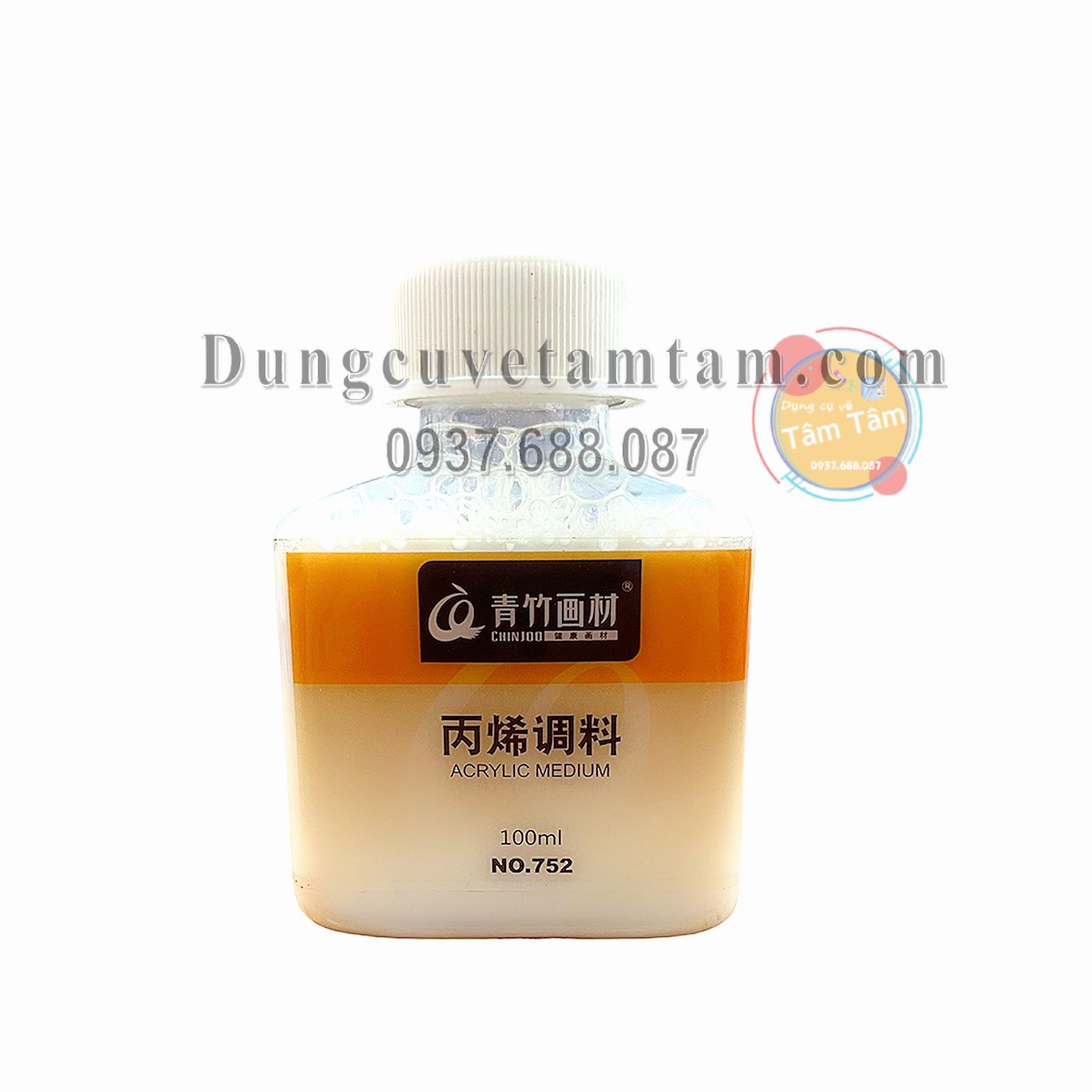 Dung dịch pha Acrylic, Medium Acrylic Chinjoo chai 100ml vuông-Dụng cụ vẽ Tâm Tâm