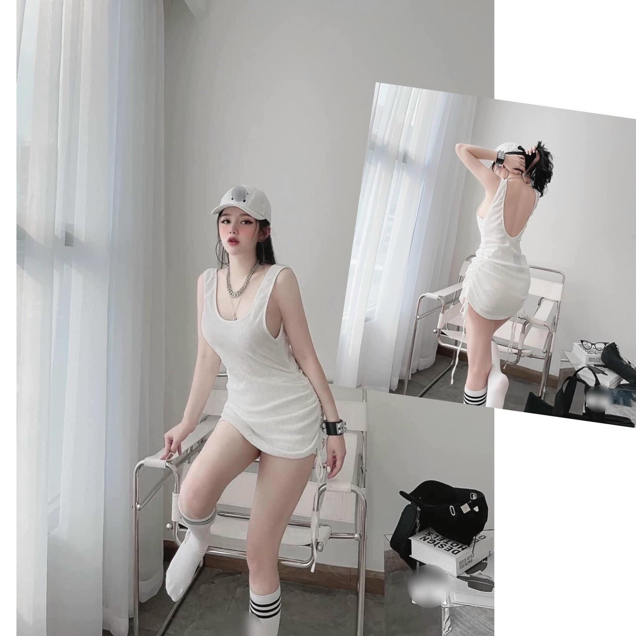 Đầm body hở lưng rút eo - đầm ninh dáng nhất