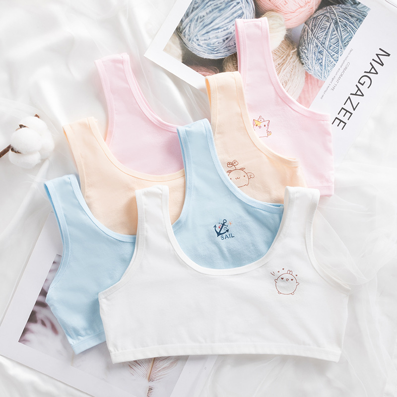 Bộ 5 áo lá học sinh 2 lớp kín đáo không lộ mặc lót vải cotton thoáng mát dây quai bản to mềm mại thích hợp cho bé mới lớn tập mặc cùng đồng phục học sinh trắng