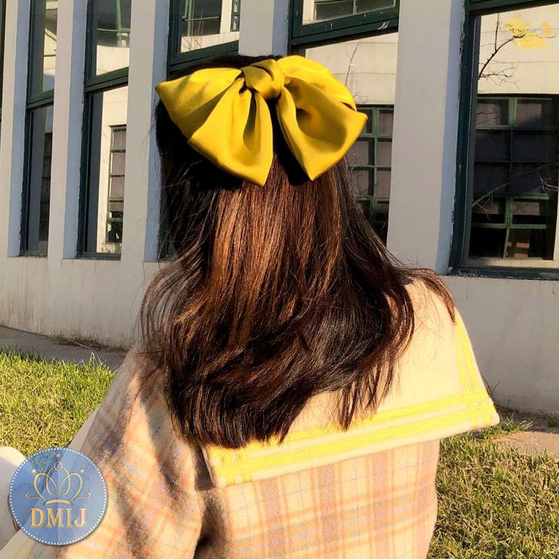 Kẹp Nơ Vải Màu Cơ Bản Phong Cách Tiểu Thư