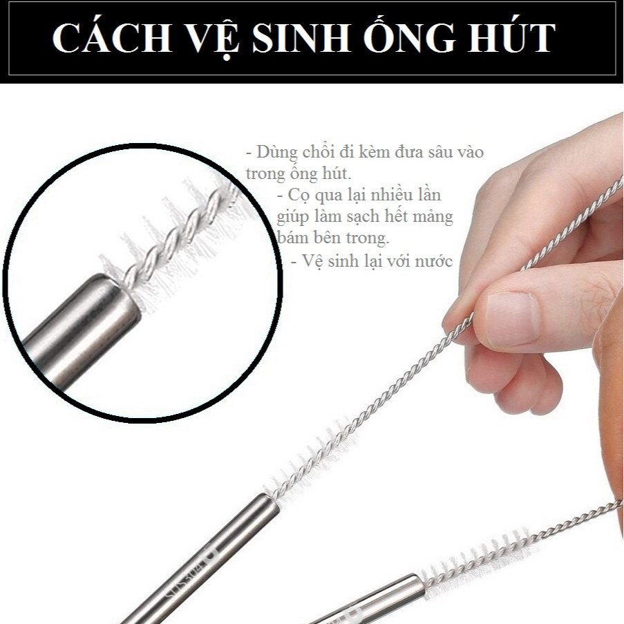 Bộ 2 ống hút Inox 304 kèm cọ rửa (Bạc)