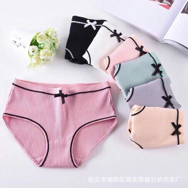 Set 5 panties cotton swab lacing Plaid delivery bow (freesize to 58kg)