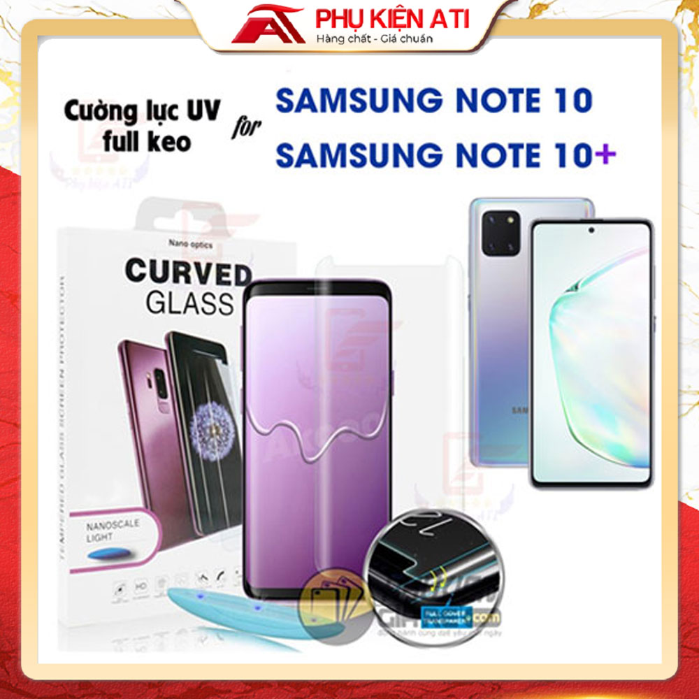 Kính cường lực Samsung Note 20 / Note 20 Ultra/ Note 10 / Note 10 PLus / Note 9/ Note 8 - Màn hình cong full Keo UV- Mua về dán tại nhà đơn giản - Phụ kiện ATI