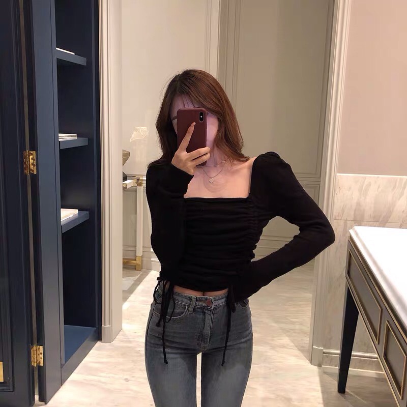 Áo thun lụa rút hai bên tay dài siêu hot TTSA0045