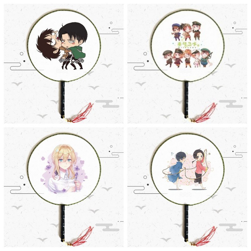 Quạt tròn in hình TOTORO KOBAYASHI VẾT CẮN NGỌT NGÀO anime chibi quạt cầm tay cổ trang cosplay