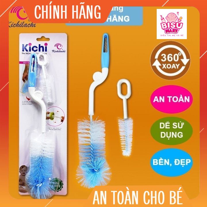 Cọ Súc Rửa Bình Sữa, núm vú  Kichi xoay 360 độ