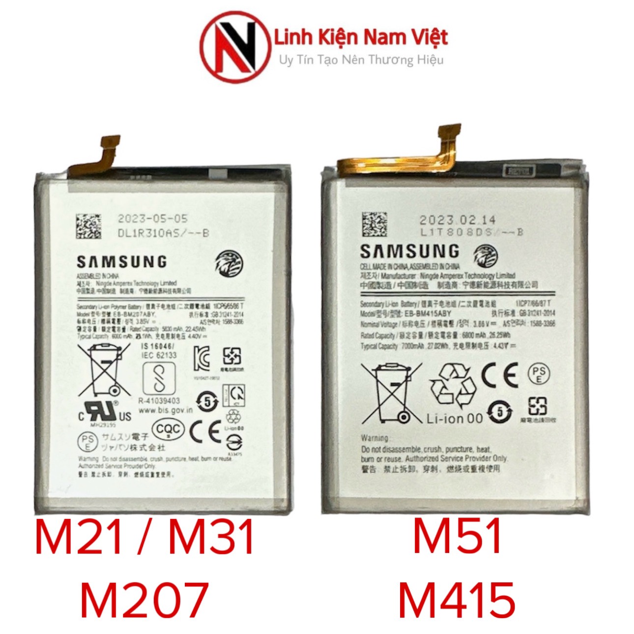 Pin Samsung M21 , M31 (EB-BM207ABY) / M51 (EB-BM415ABY) - Dung lượng chuẩn