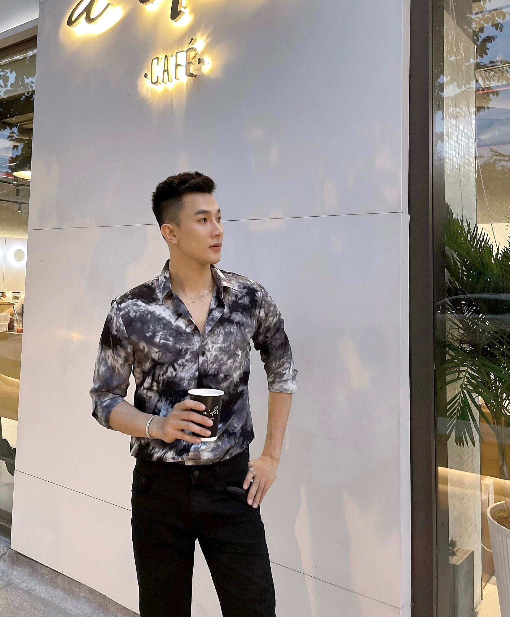 Áo sơ mi nam hàn quốc vải lụa cao cấp S18