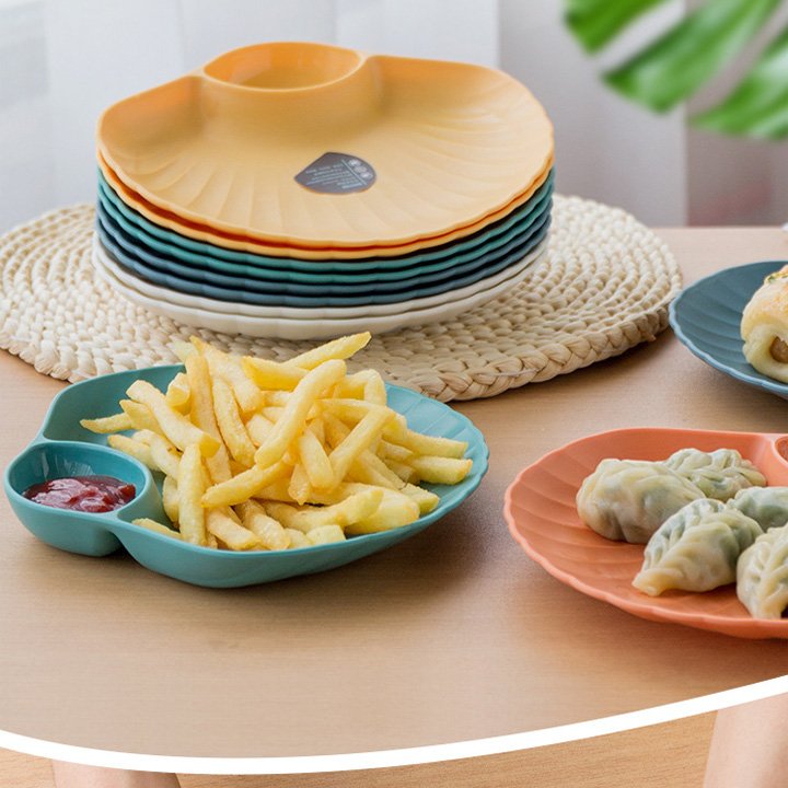 Đĩa Lúa Mạch Hình Vỏ Sò Mẫu Mới Nhất,Có Ngăn Gia Vị