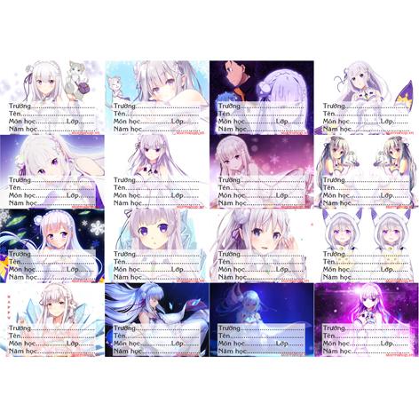 [HCM]Nhãn vở anime Re:zero combo 3 set 48 nhãn