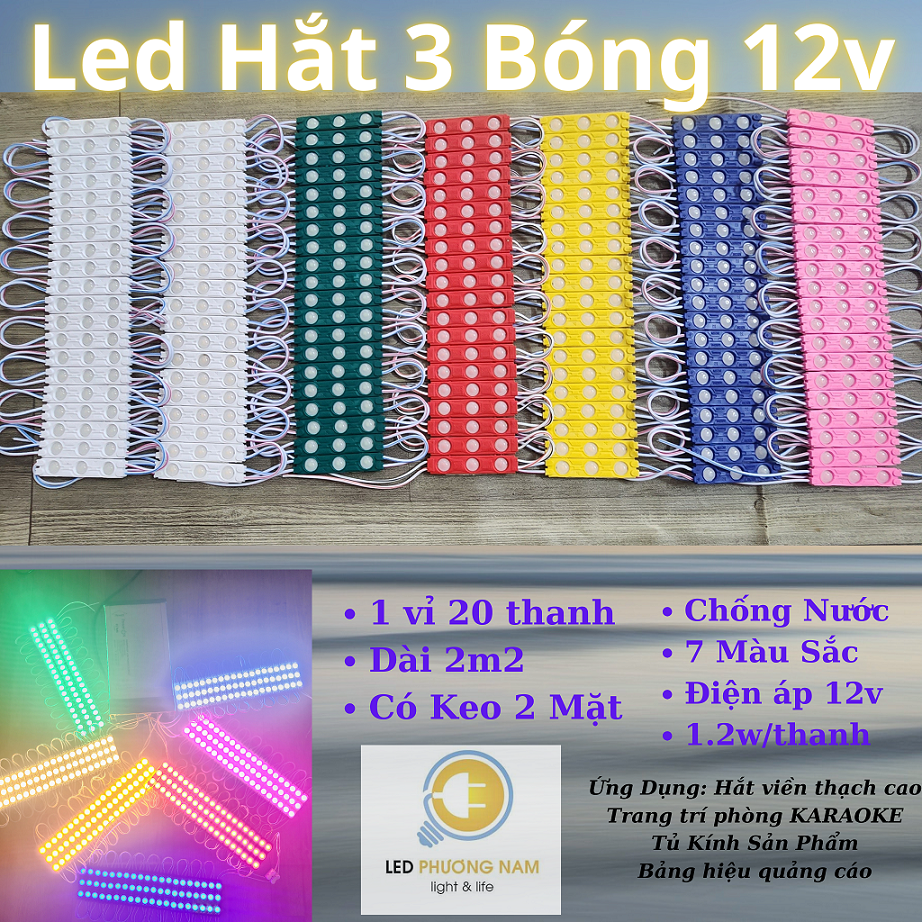 Led Hắt 3 Bóng 2835 Chống Nước (Vỉ 20 thanh)