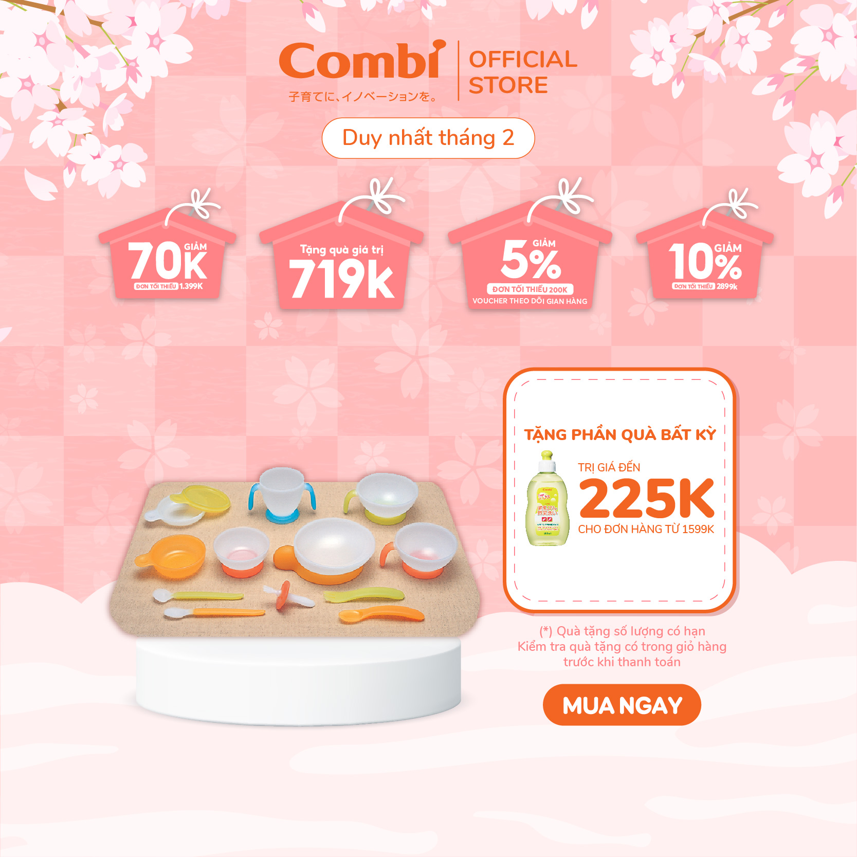 Bộ đồ ăn bước 3 cho bé Combi Japan