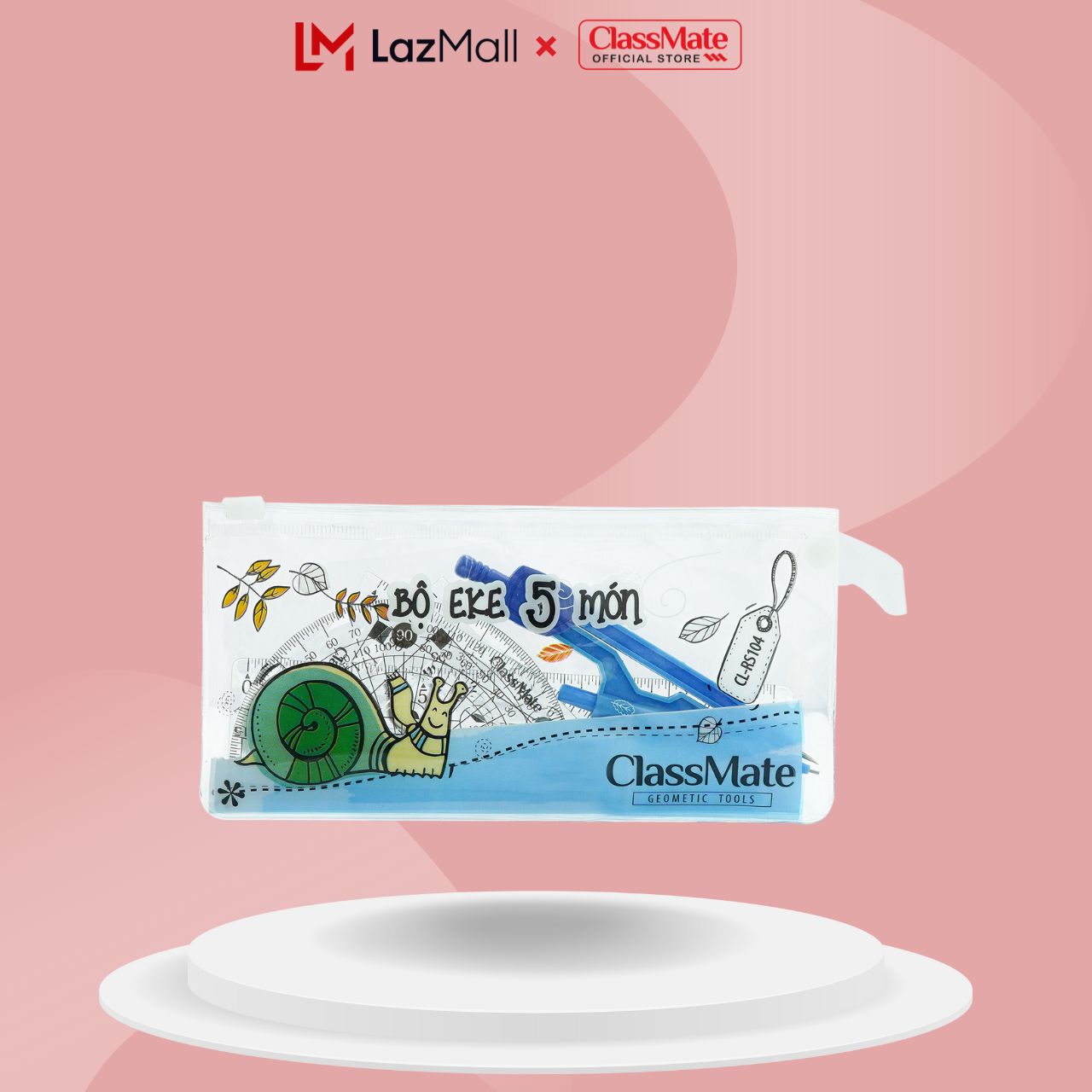 Bộ Thước 5 Món CLASSMATE Có Eke, Đo Góc, Compa CL-RS104