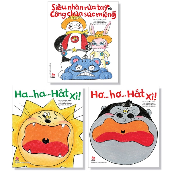 Fahasa - bộ sách tranh truyện ehon nhật bản: hắt xì + siêu nhân rửa tay và công chúa súc miệng