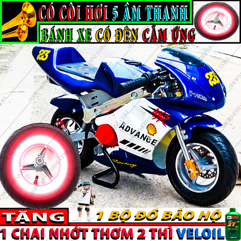 Phân phối Xe moto mini 50cc có đèn cảm ứng, có còi 5 tiếng | Bán xe ruồi Tam mao gắn máy cắt cỏ