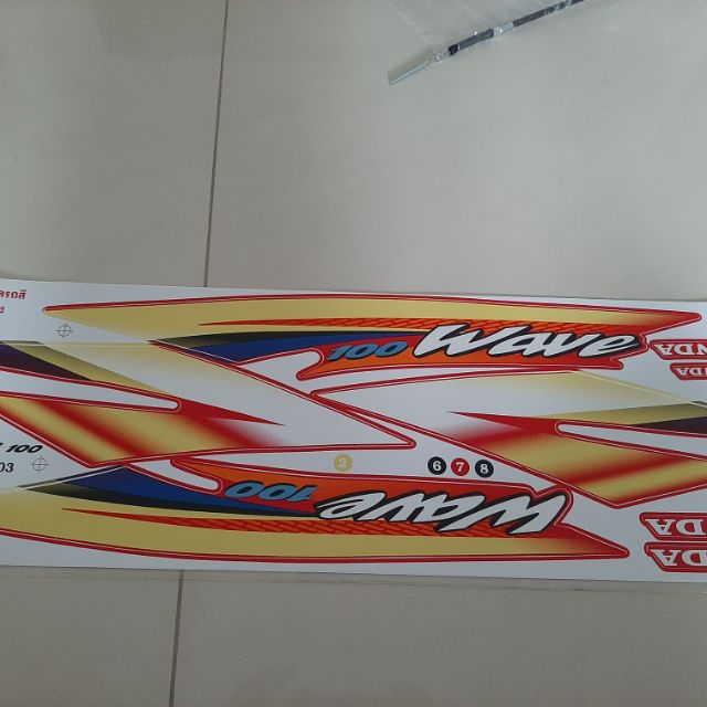 Bộ tem xe wave thái 100 đời 2003 màu vàng hàng nhập thái cực đẹp