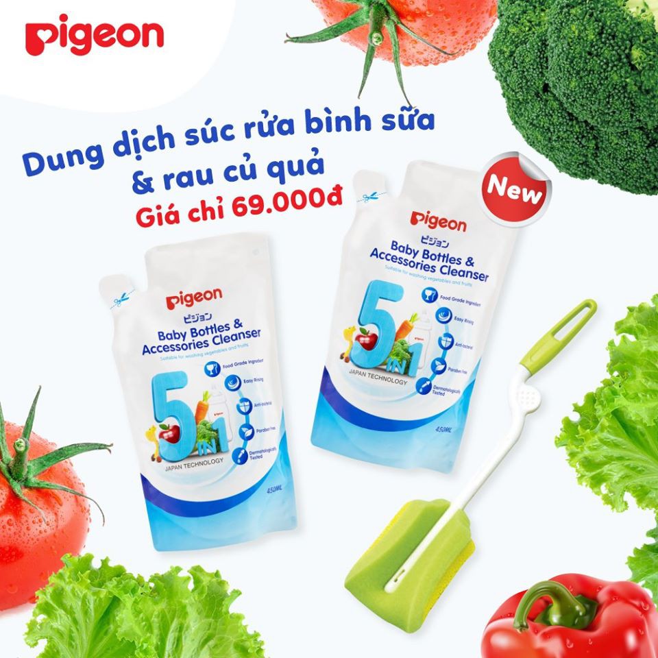 Dung dịch súc rửa Bình sữa và Rau củ quả  túi 450ml