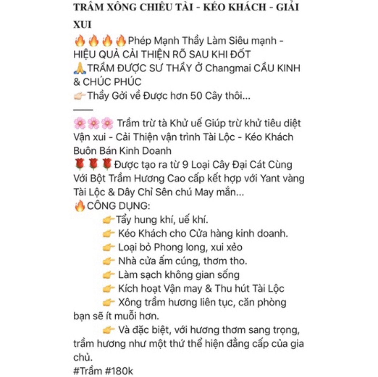 TRẦM XÔNG THÁI LAN PHONG THUỶ TỐT