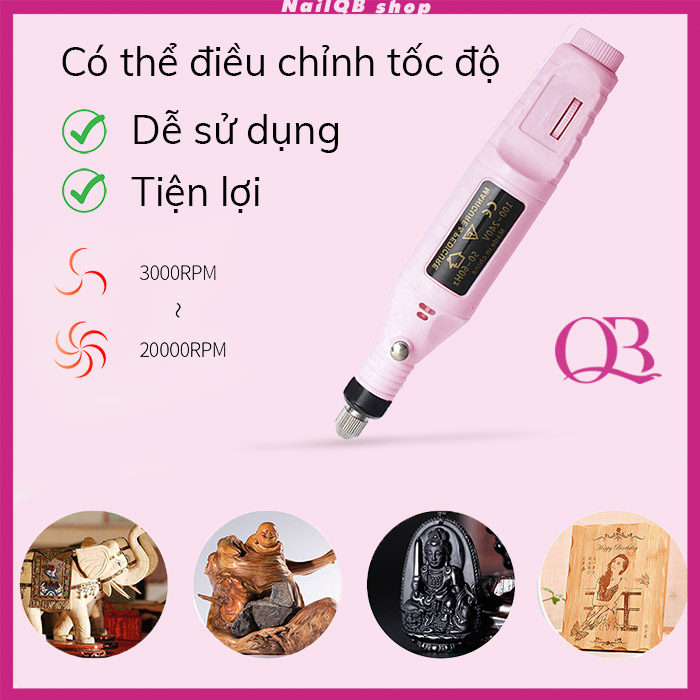 Máy mài móng mini - máy dũa móng tặng kèm bộ 6 đầu mài