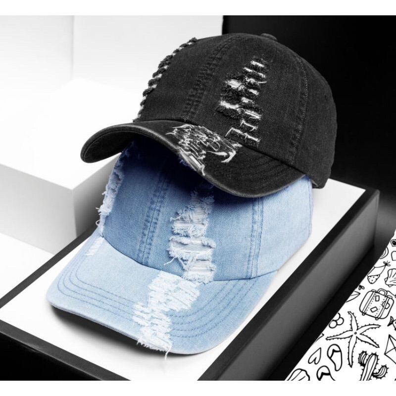 Nón kết jeans rách tưa bụi bặm thời trang