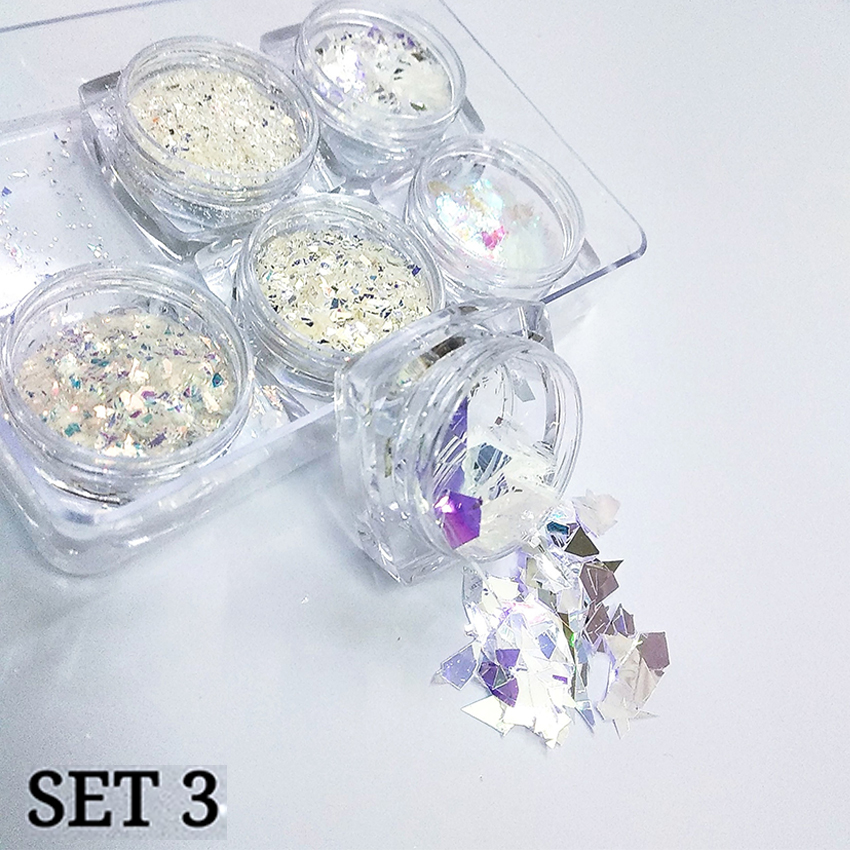 [HCM]Set 6 hũ thủy tinh vụn trang trí móng