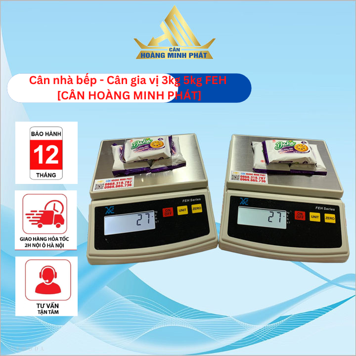 Cân điện tử mini nhà bếp , Cân gia vị 1kg 3kg 5kg FEH - Bảo hành 2 năm [ CÂN HOÀNG MINH PHÁT ]