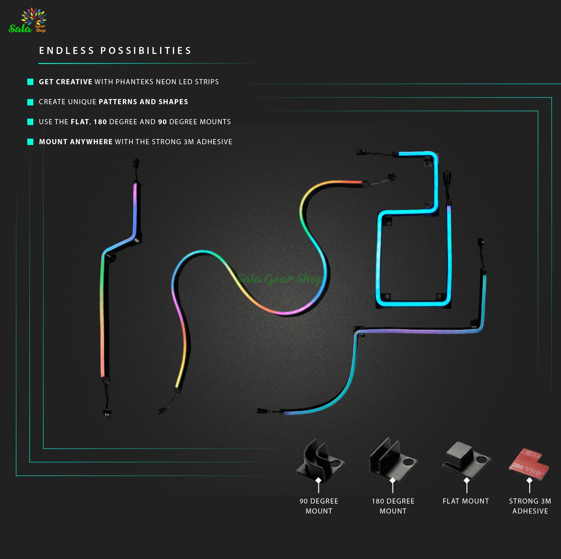 Phanteks Neon  Digital RGB Strip Kit Bộ 2 Sản Phẩm Mod Led Case Main