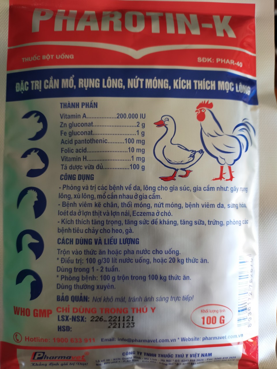 Phòng Nứt Móng, Viêm Da, Rụng Lông PHAROTIN-K