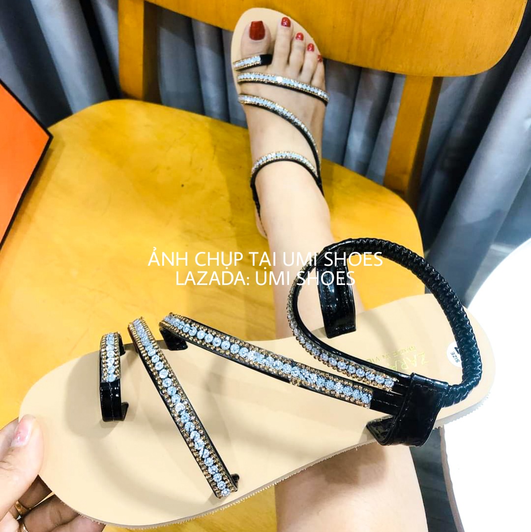 [HOT 2021] Sandal nữ xỏ ngón kẹp đính đá sang chảnh đi mưa đi biển đi chơi đơn giản nhẹ nhàng mẫu mới hot xinh đẹp rẻ